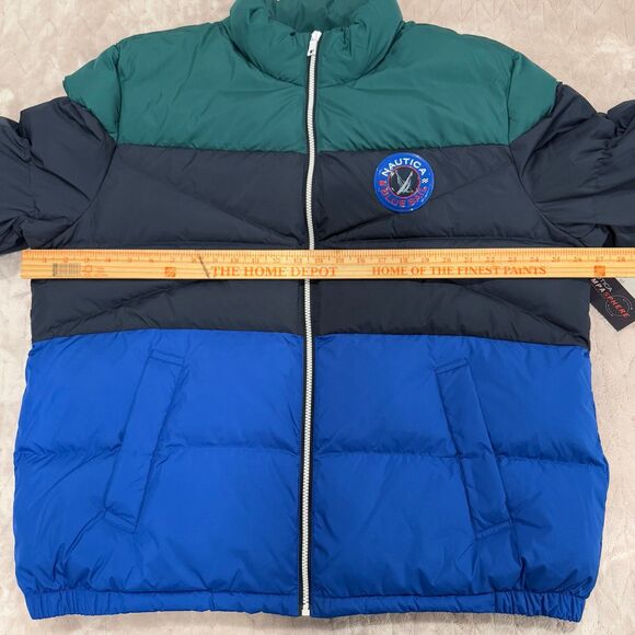 NAUTICA BLUE SAIL COLORBLOCK WATER RESISTANT PUFFER DOWN JACKET XL - Picture 7 of 8